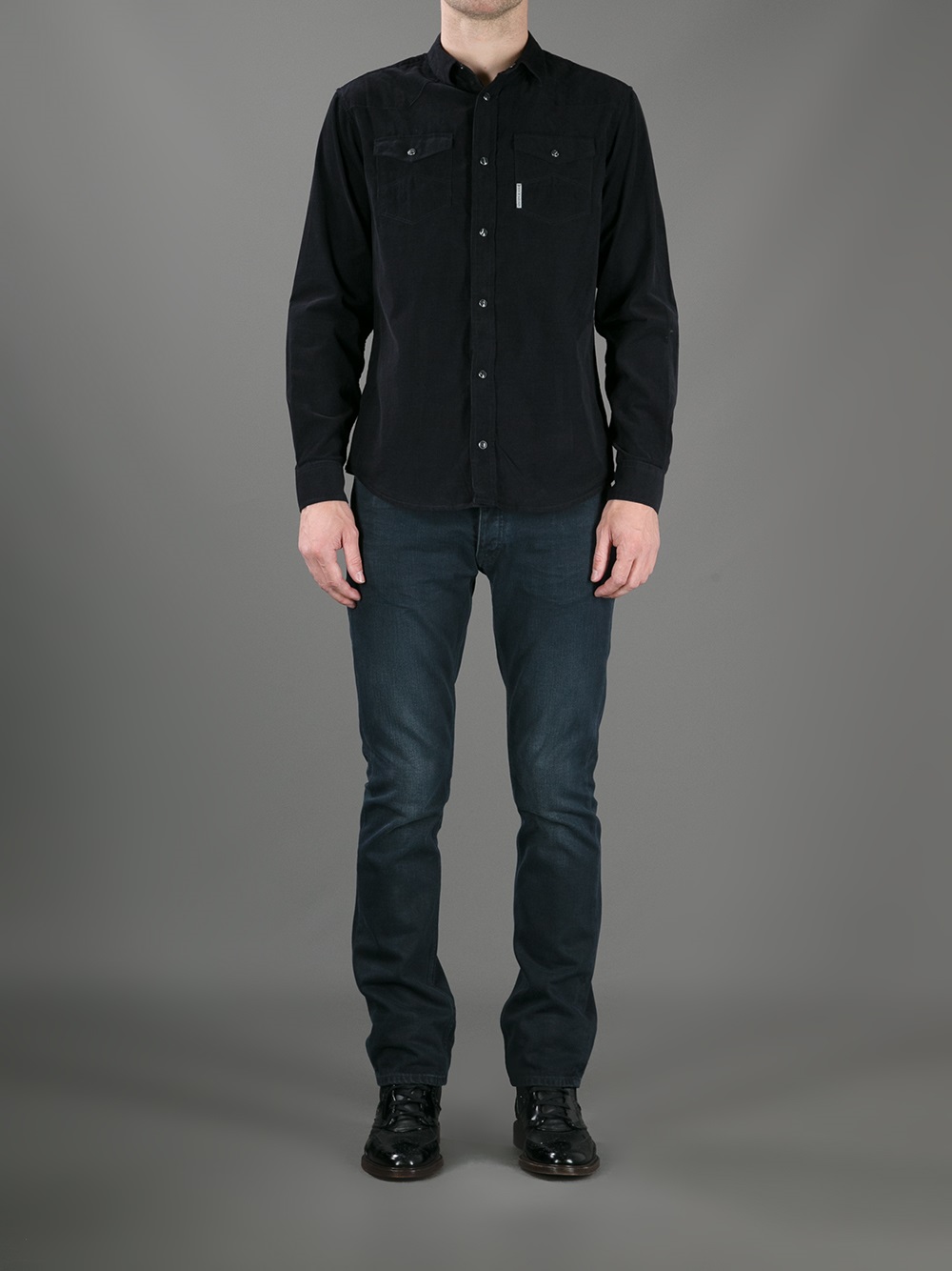 Armani Jeans Corduroy Shirt in Black 