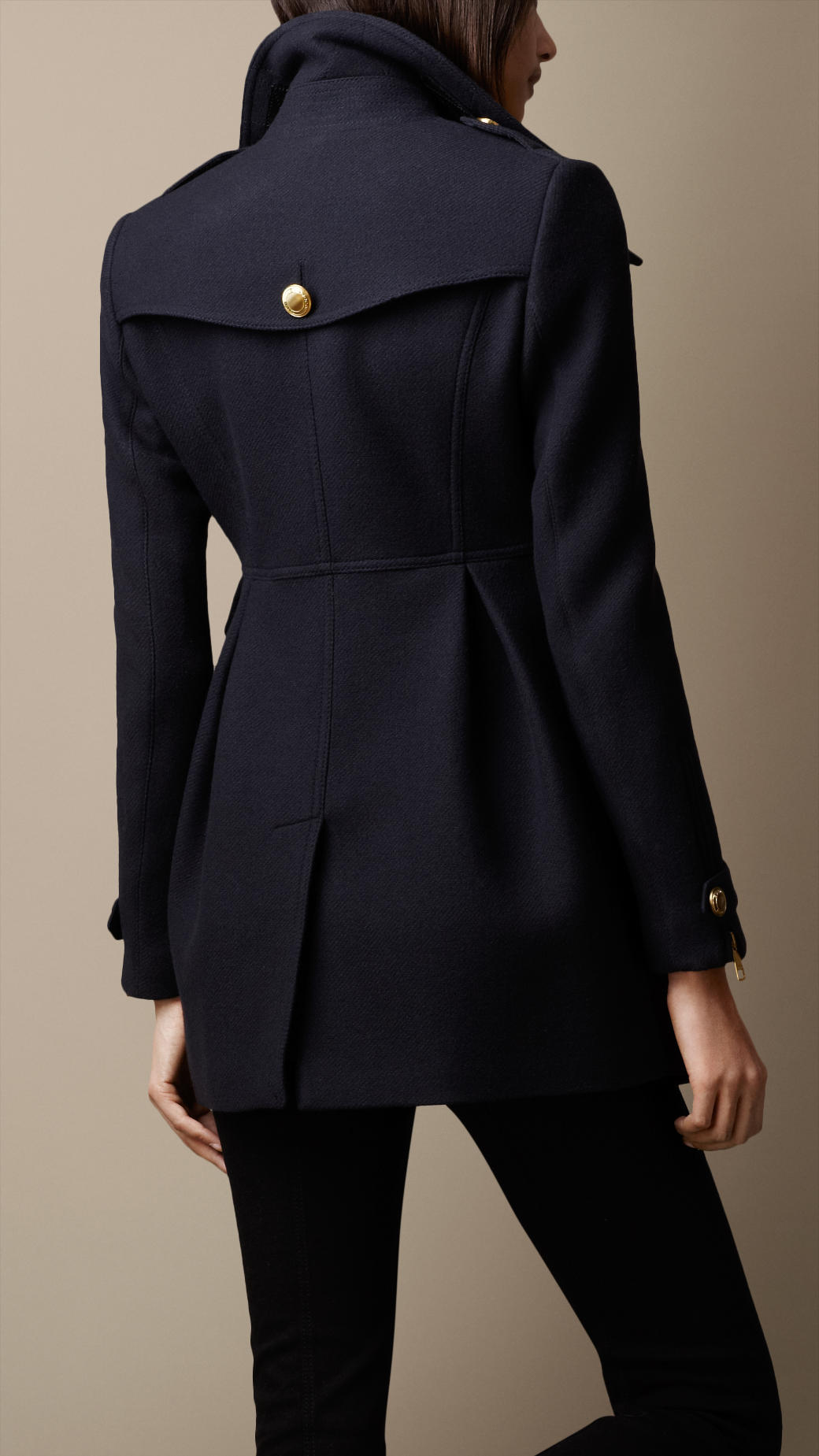 Burberry Fitted Military Coat in Navy (Blue) | Lyst