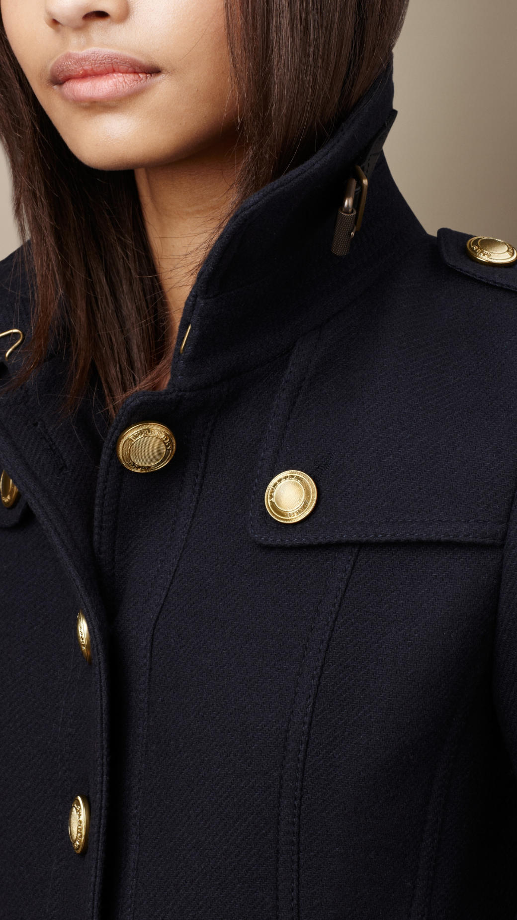 Burberry Fitted Military Coat in Navy (Blue) - Lyst