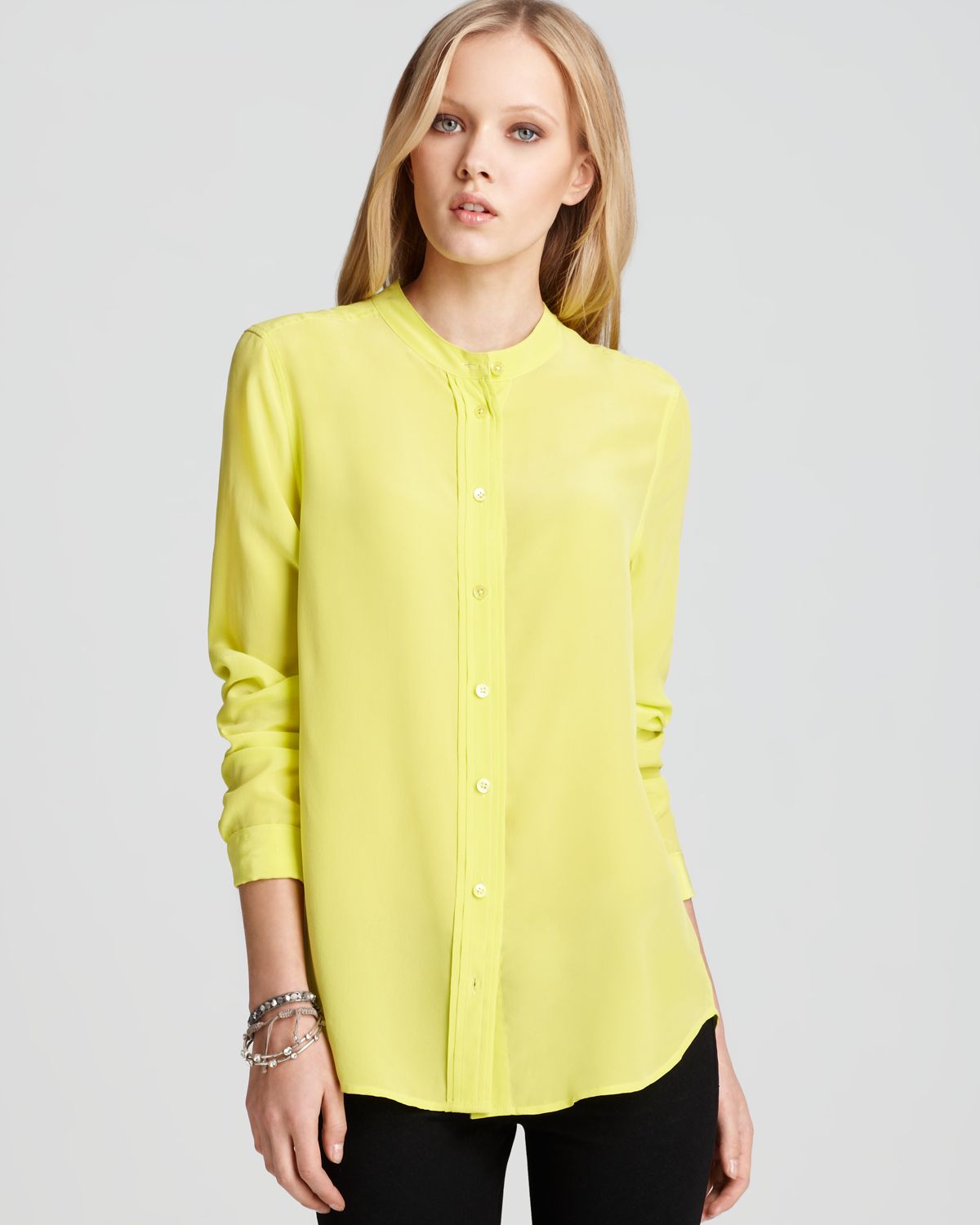 canary yellow blouse