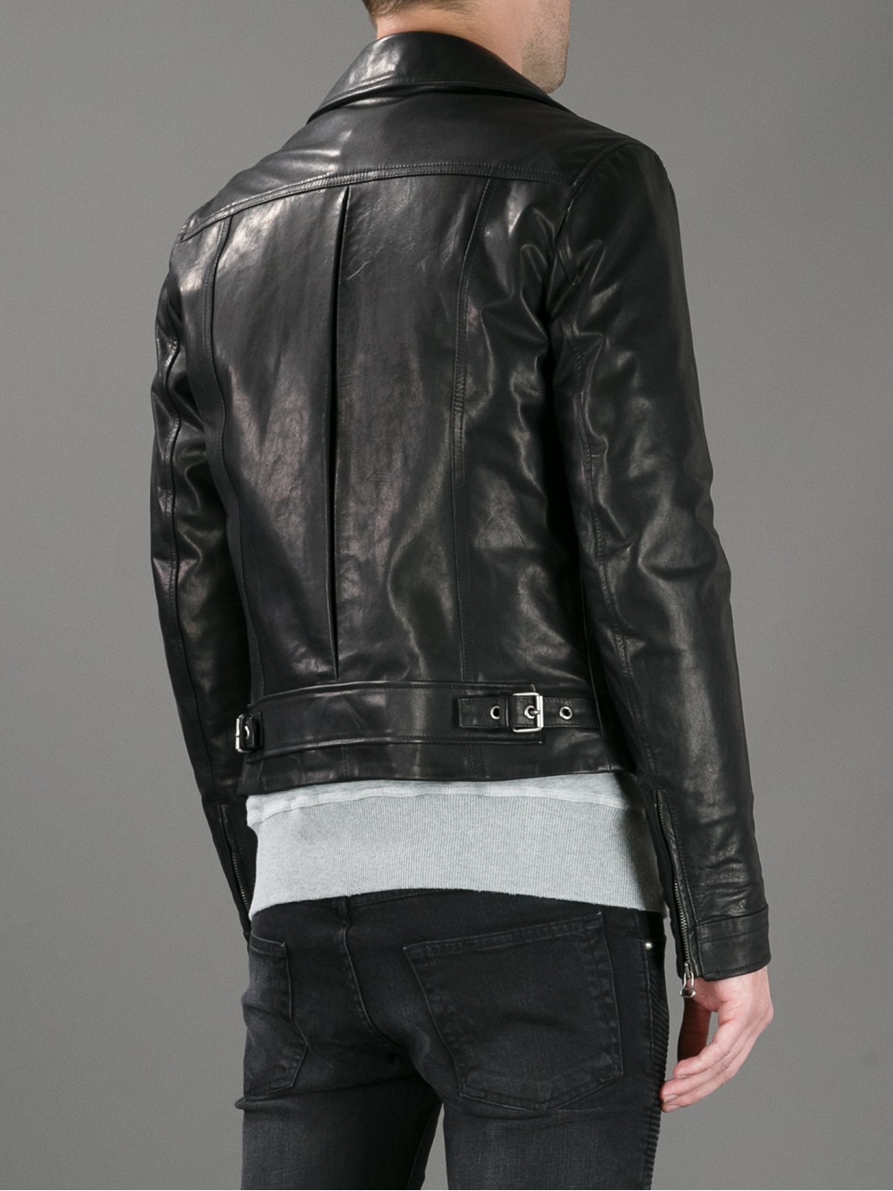 Balmain Leather Biker Jacket in Black for Men - Lyst