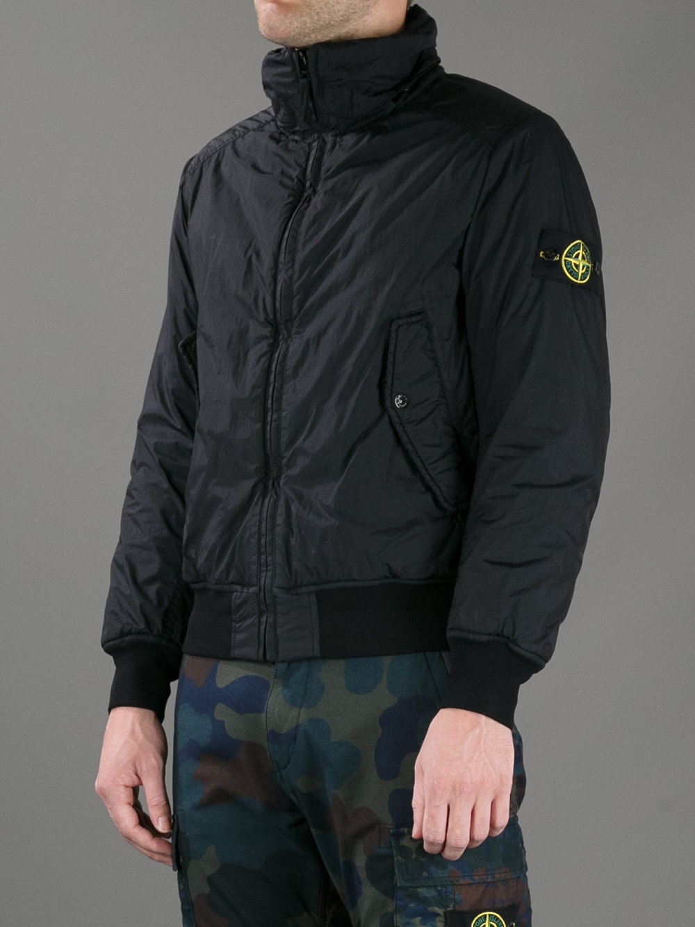 Stone Island Bomber Jacket in Black for Men - Lyst