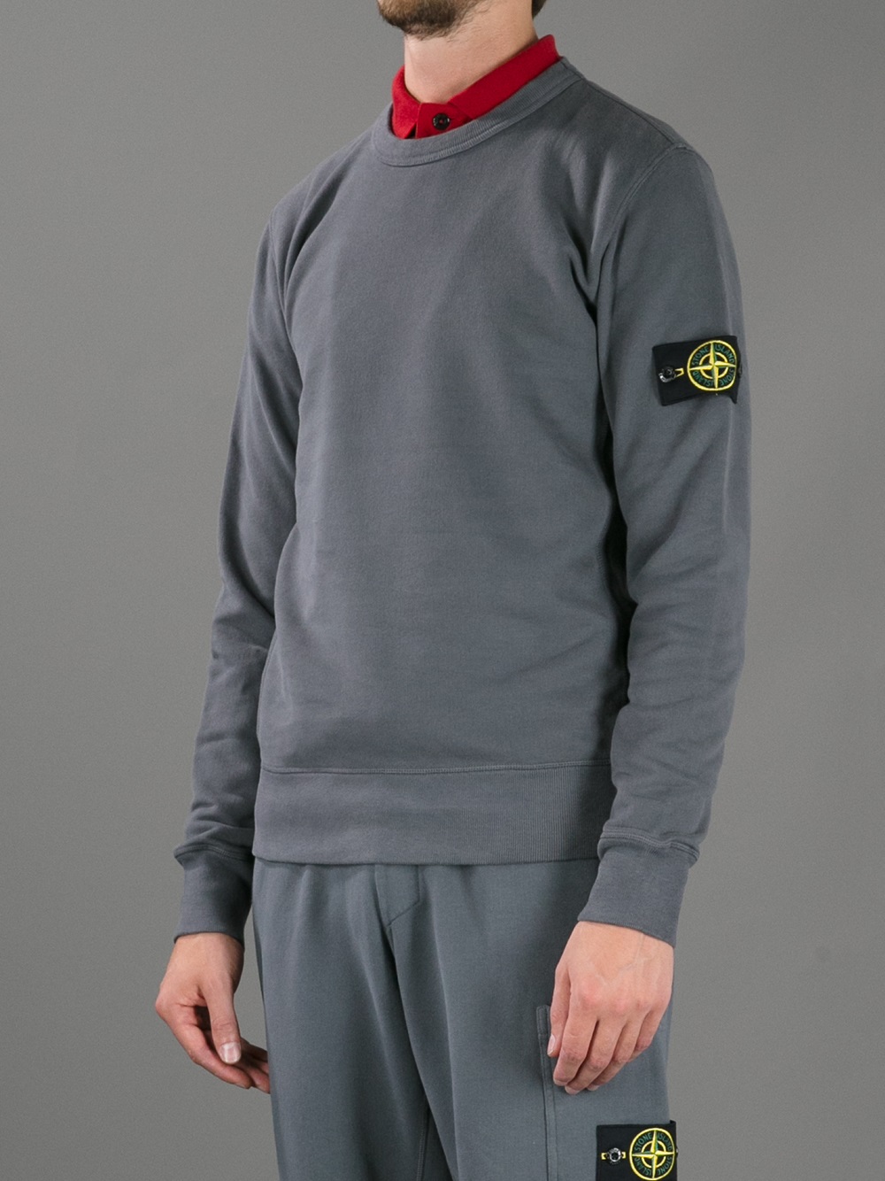 Stone Island Crew Neck Sweatshirt in Grey (Gray) for Men - Lyst