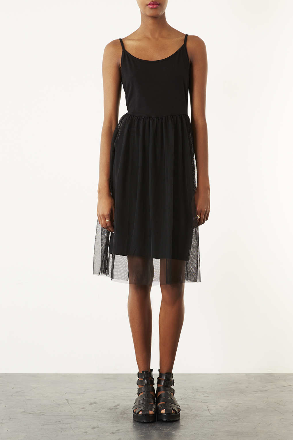 black tulle dress midi