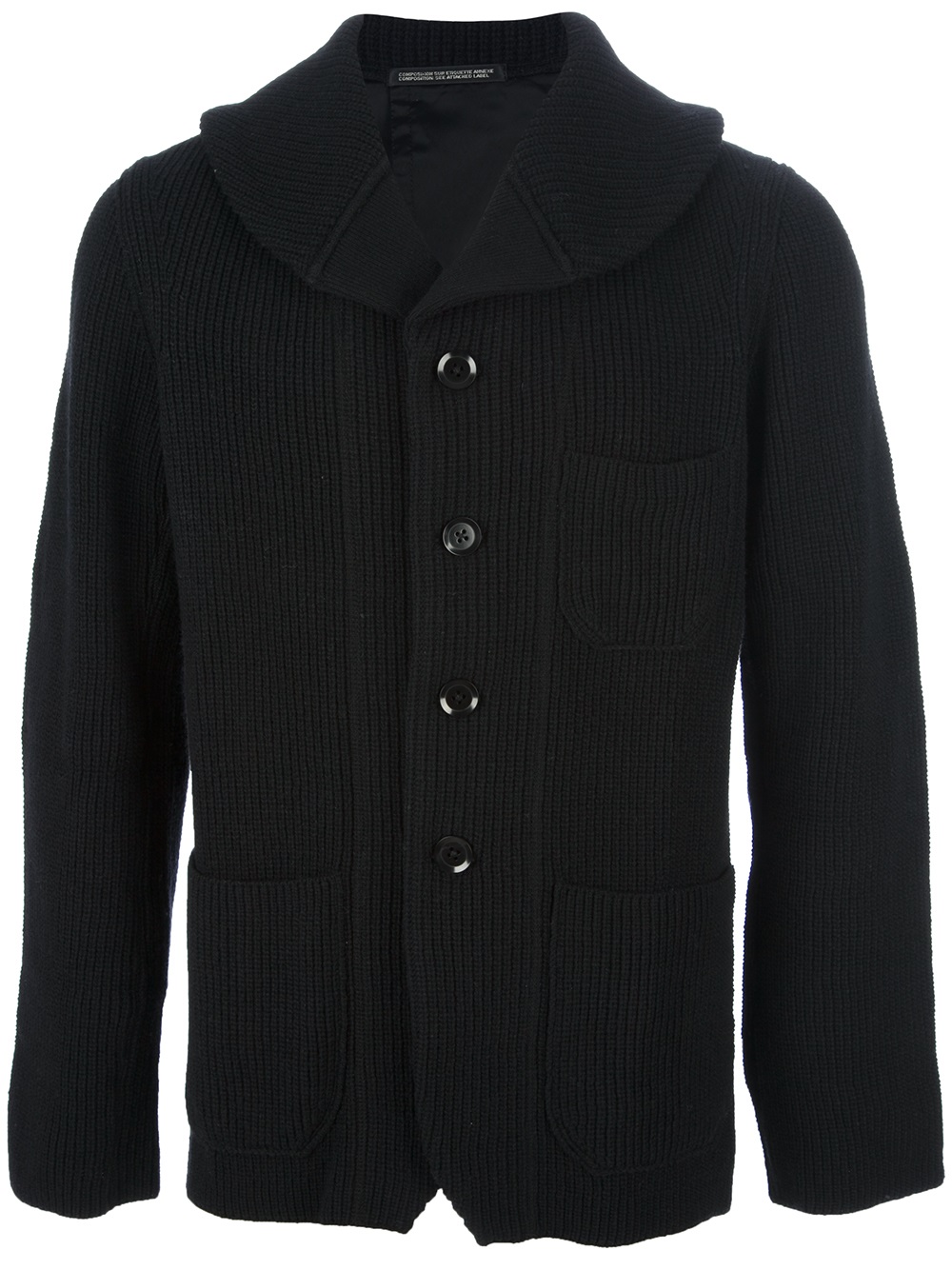 Yohji Yamamoto Ribbed Shawl Collar Cardigan in Black for Men - Lyst