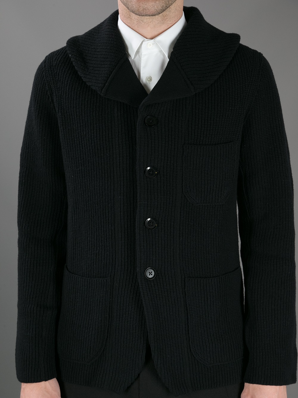 mens shawl collar cardigan black