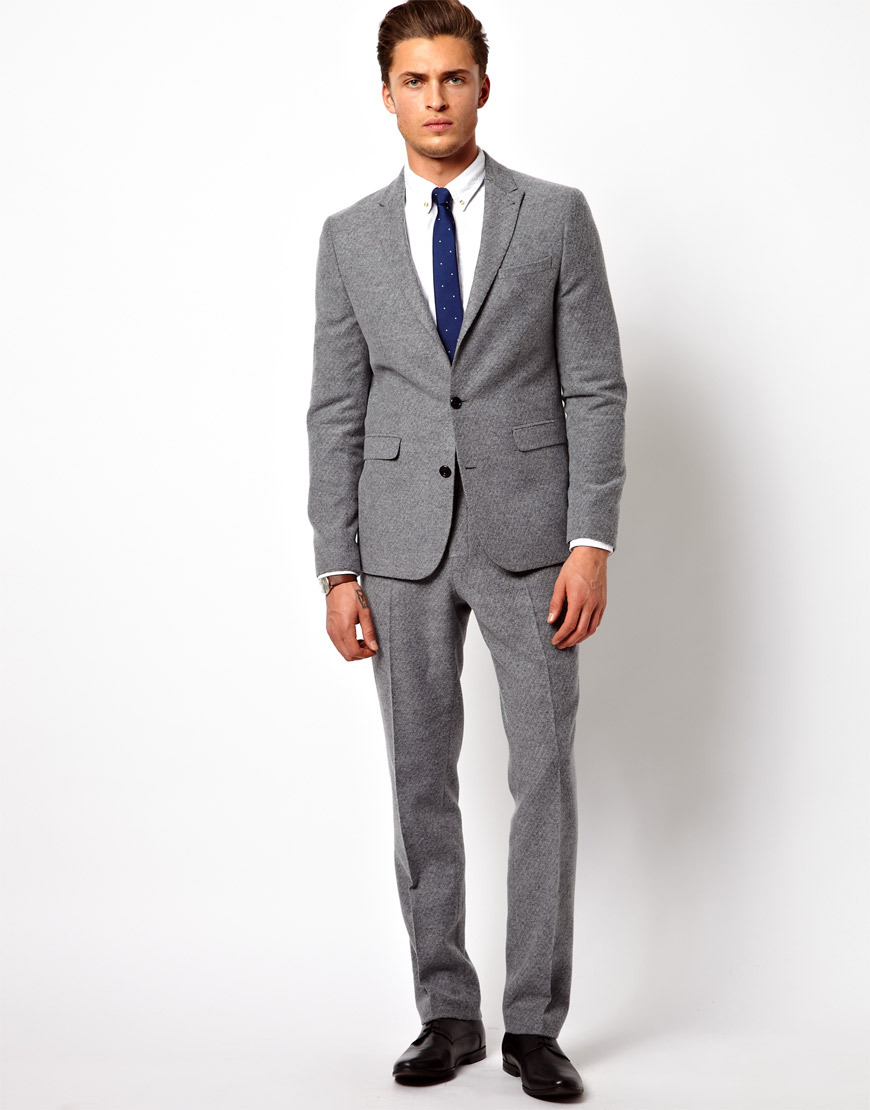 Lyst - Asos Slim Fit Suit Jacket in Geo Design in Gray for Men