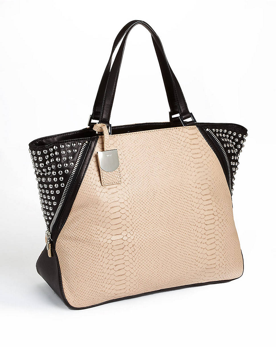 DKNY Snake Embossed Studded Leather Tote Bag in Sand (Natural) Lyst