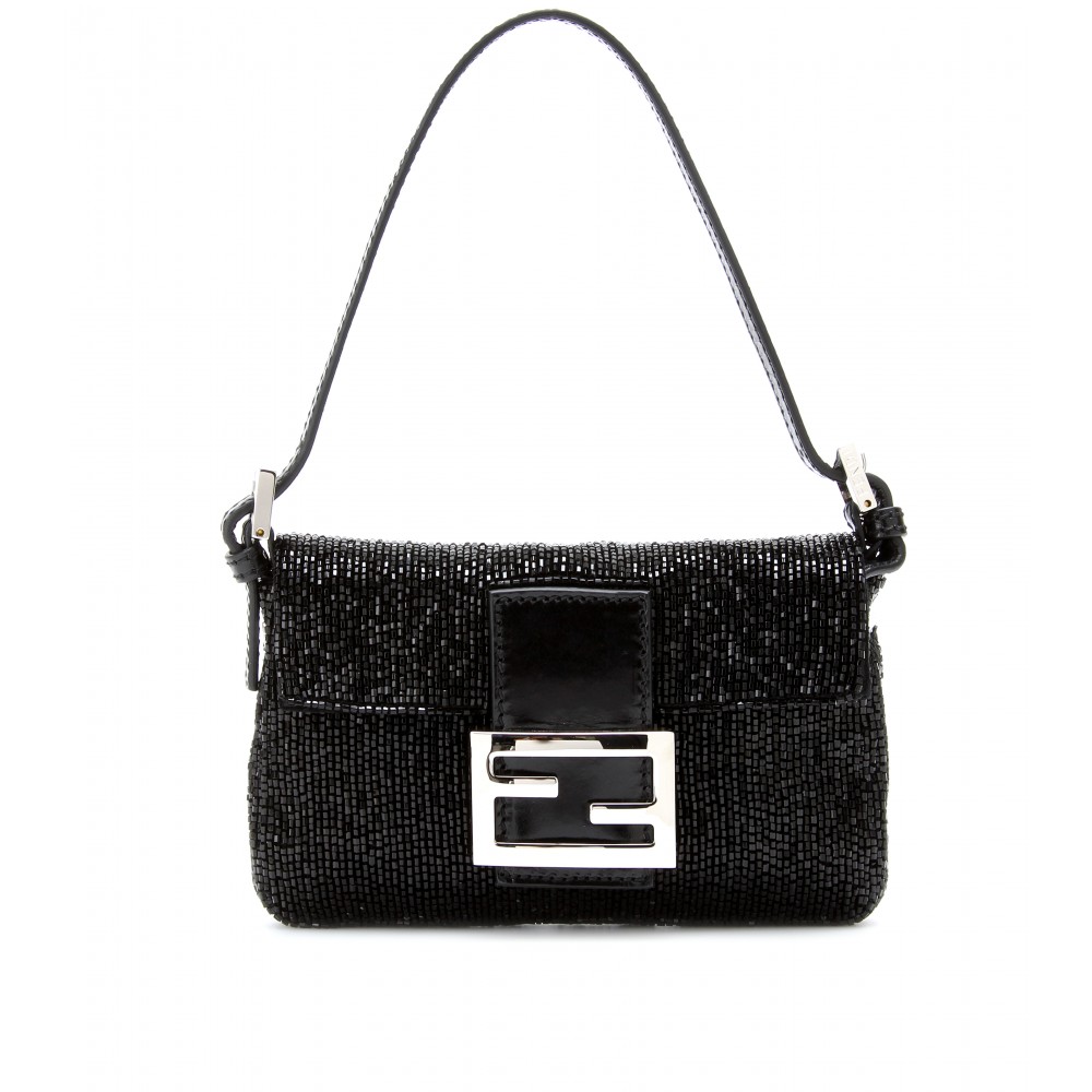 Fendi Mini Baguette Beaded Shoulder Bag in Black Lyst