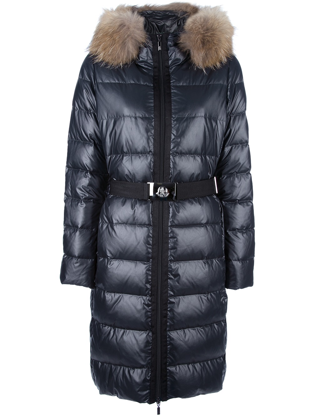 Moncler Nantes Fur Trim Coat in Blue | Lyst Moncler Nantes Fur Trim Coat in Blue | Lyst