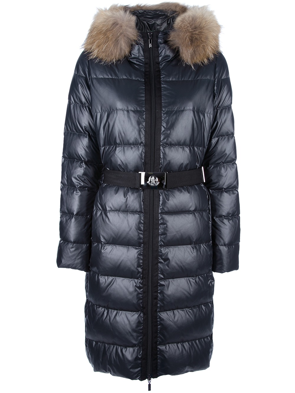 Moncler Nantes Fur Trim Coat in Black (Blue) | Lyst