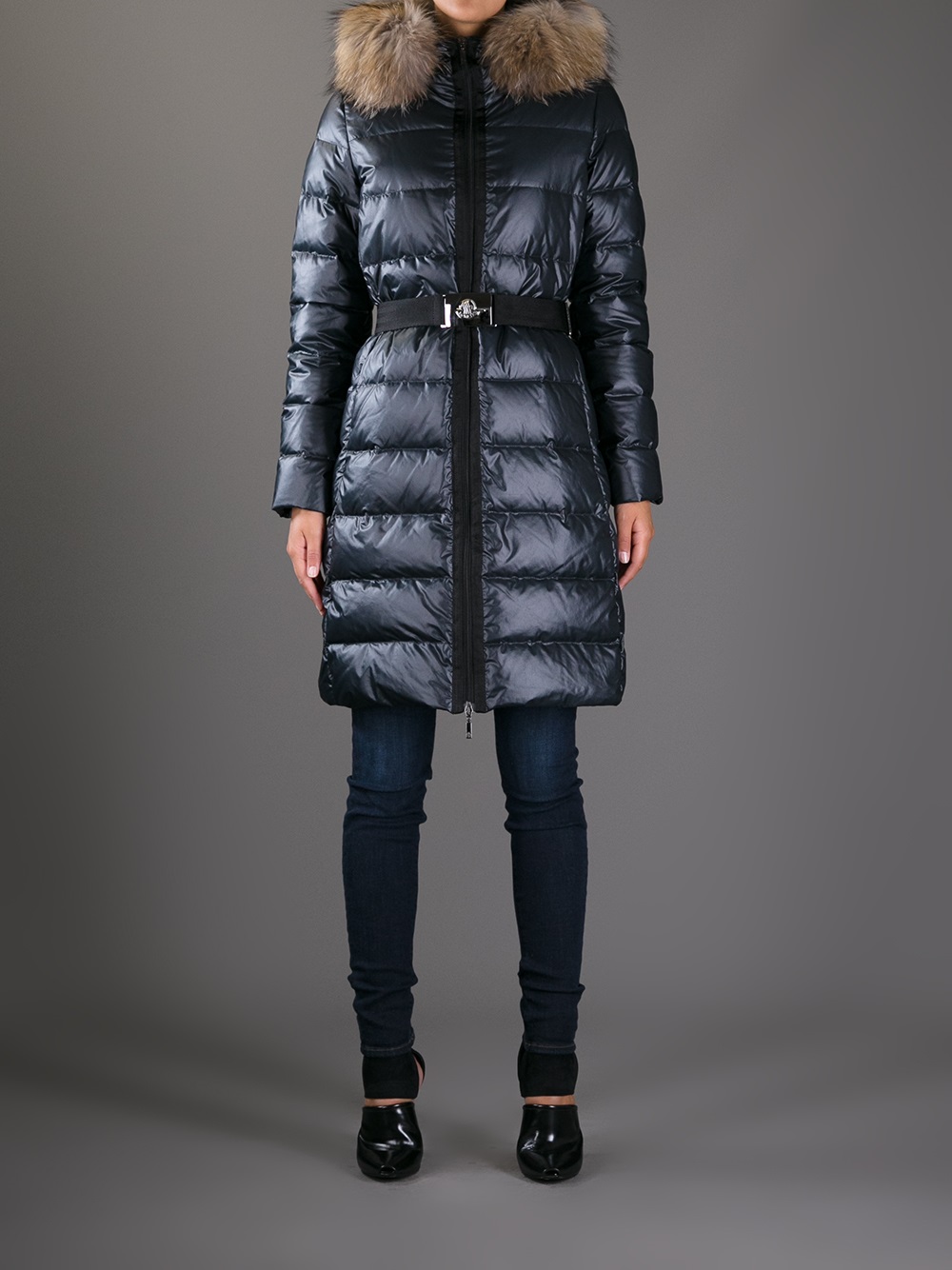 Moncler Nantes Fur Trim Coat in Black (Blue) | Lyst