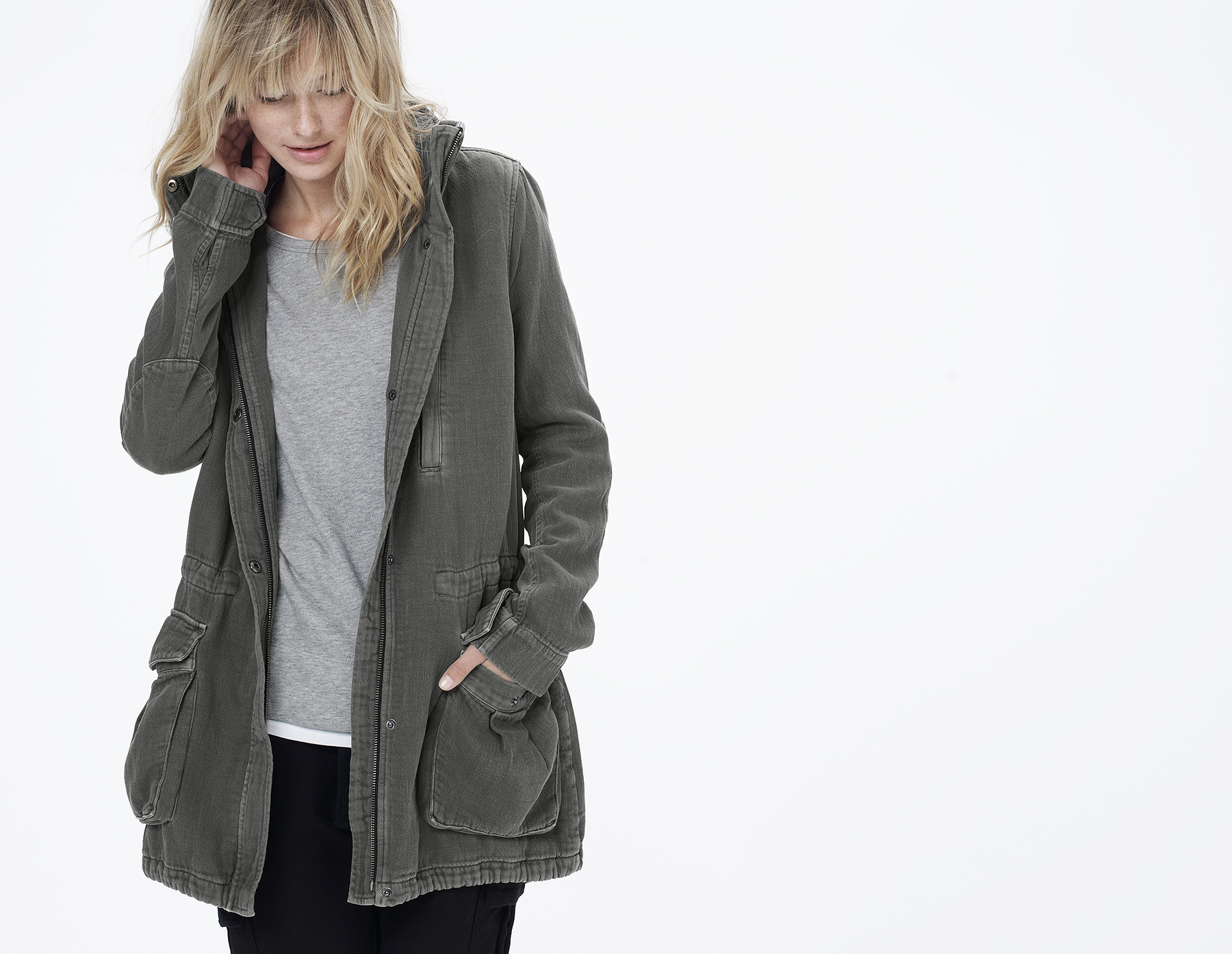 Lyst James Perse Twill Utility Jacket in Gray