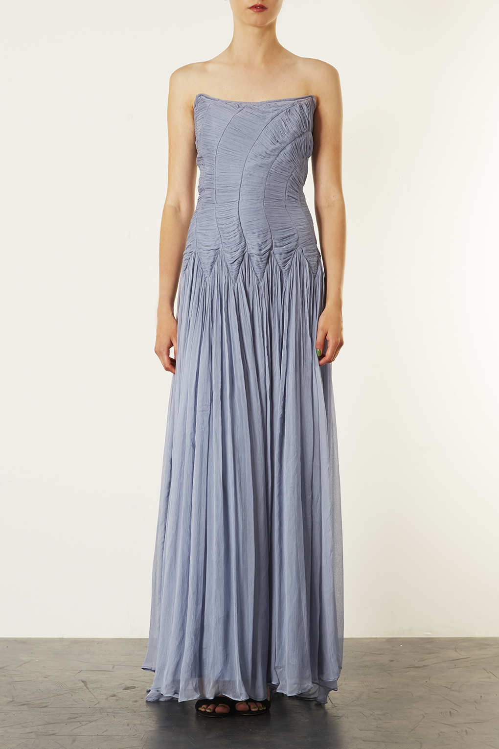 Lyst - Topshop Limited Edition Bandeau Ruch Maxi Dress in Blue