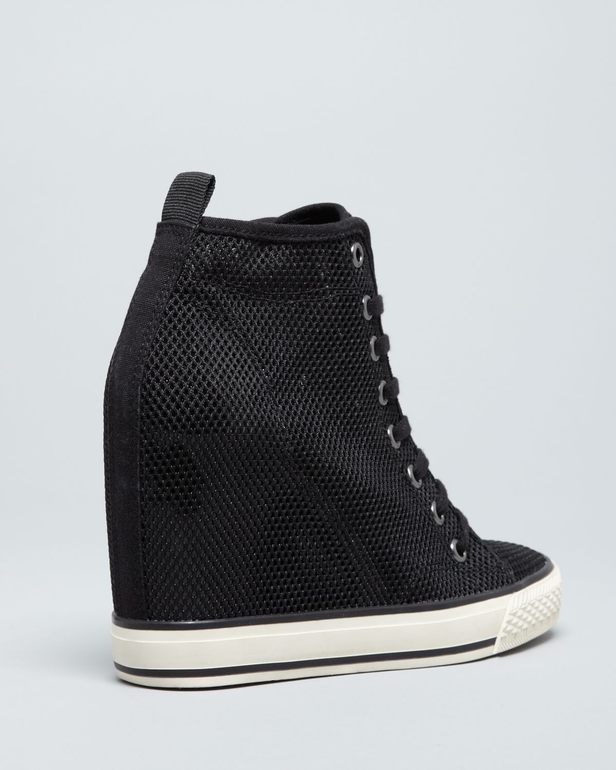 white high top wedge trainers