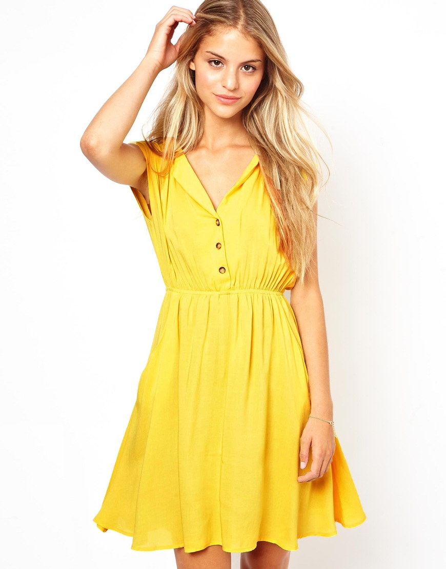 D.ra Picnic Dress in Yellow Lyst