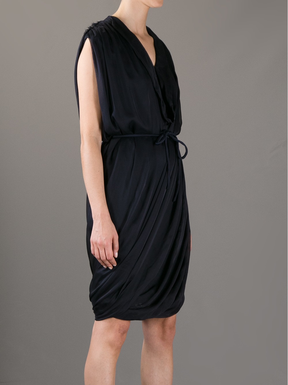 Lanvin Belted Dress in Black - Lyst