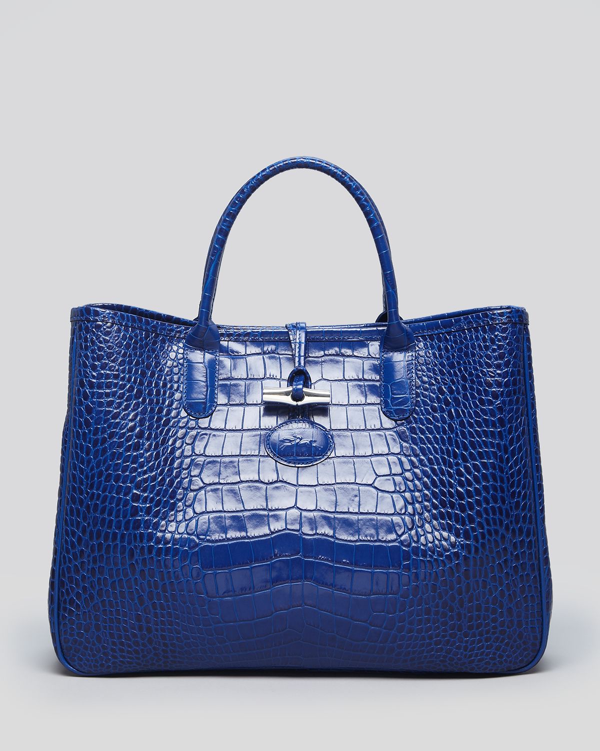 Longchamp Shoulder Bag Roseau Croc Embossed in Indigo (Blue) - Lyst