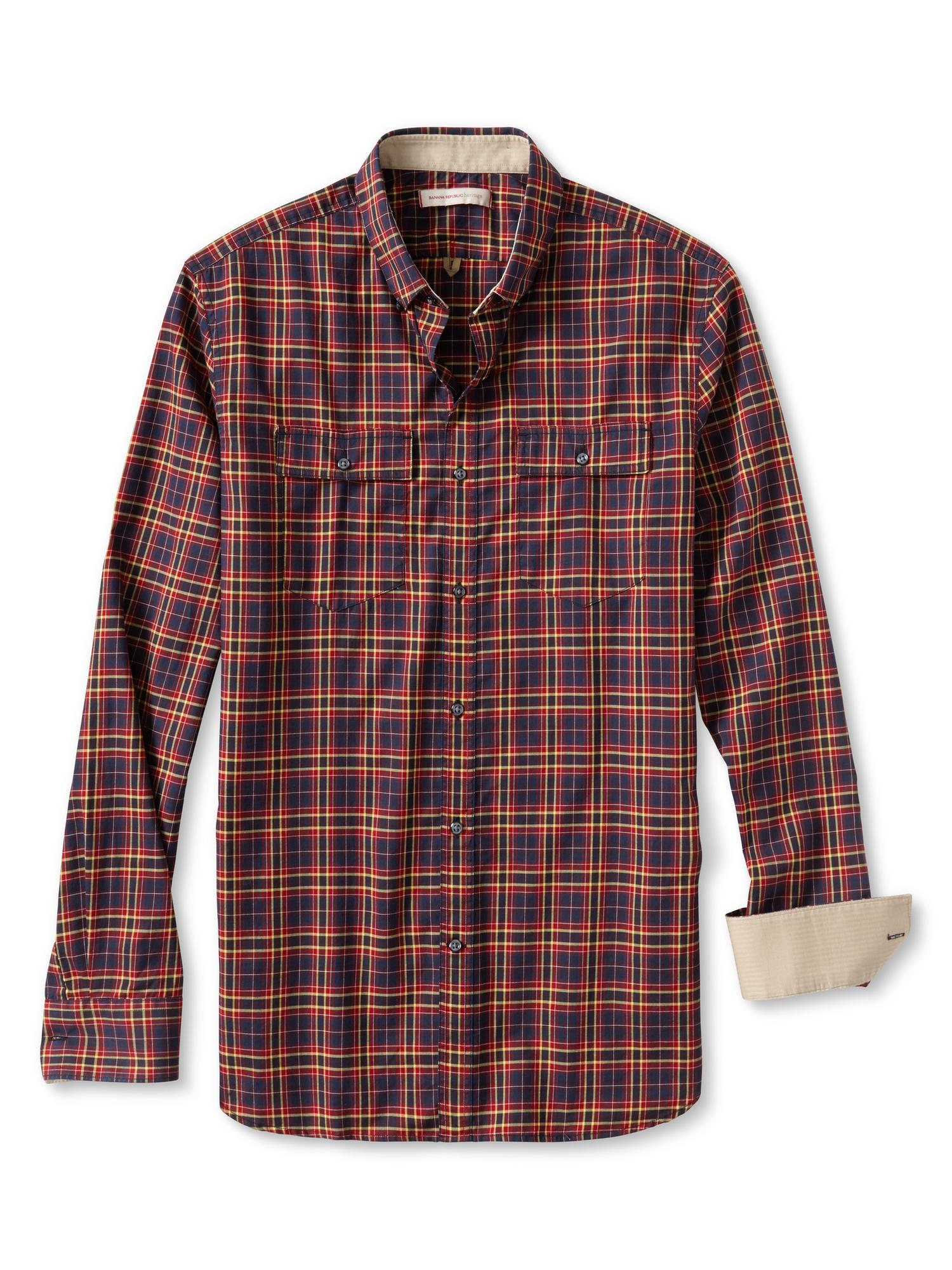 Banana Republic Heritage Plaid Button Down Utility Shirt Liberty in Red ...