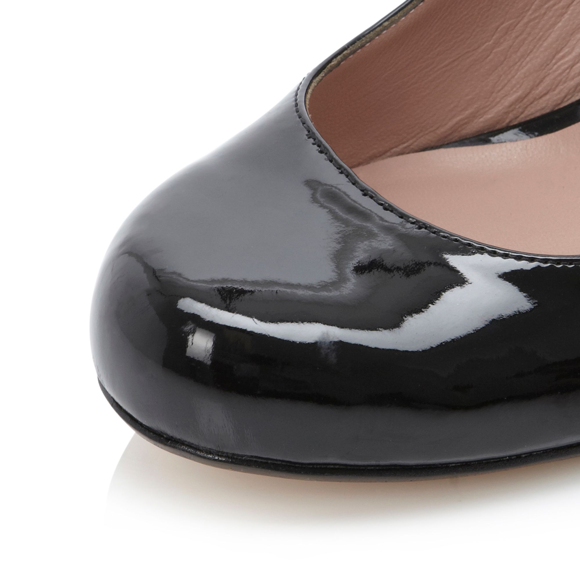 black mid block heel shoes