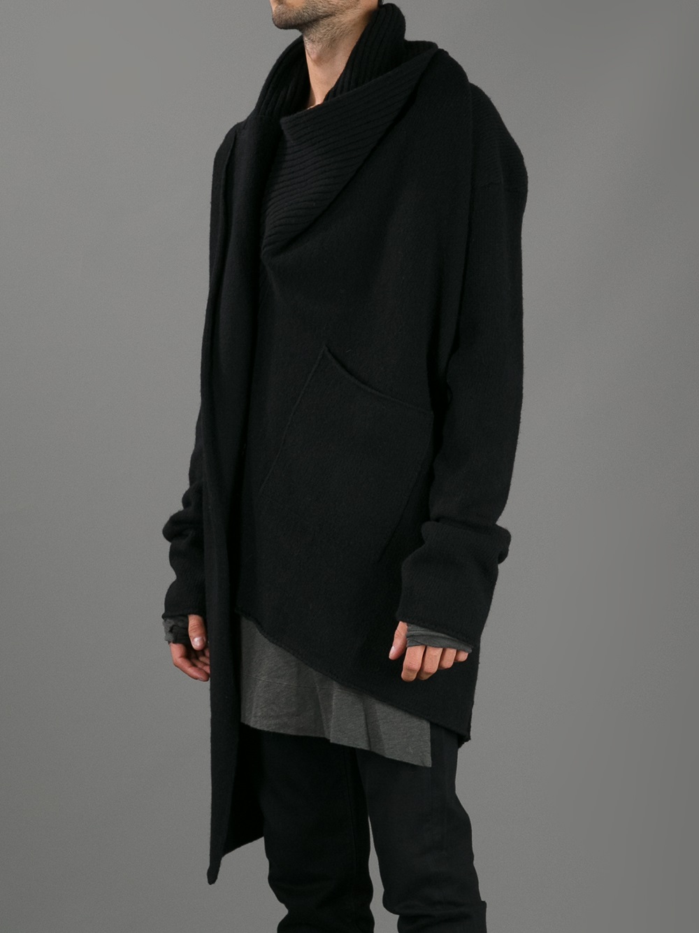 Lost Found Draped Crossover Cardigan In Black For Men Lyst