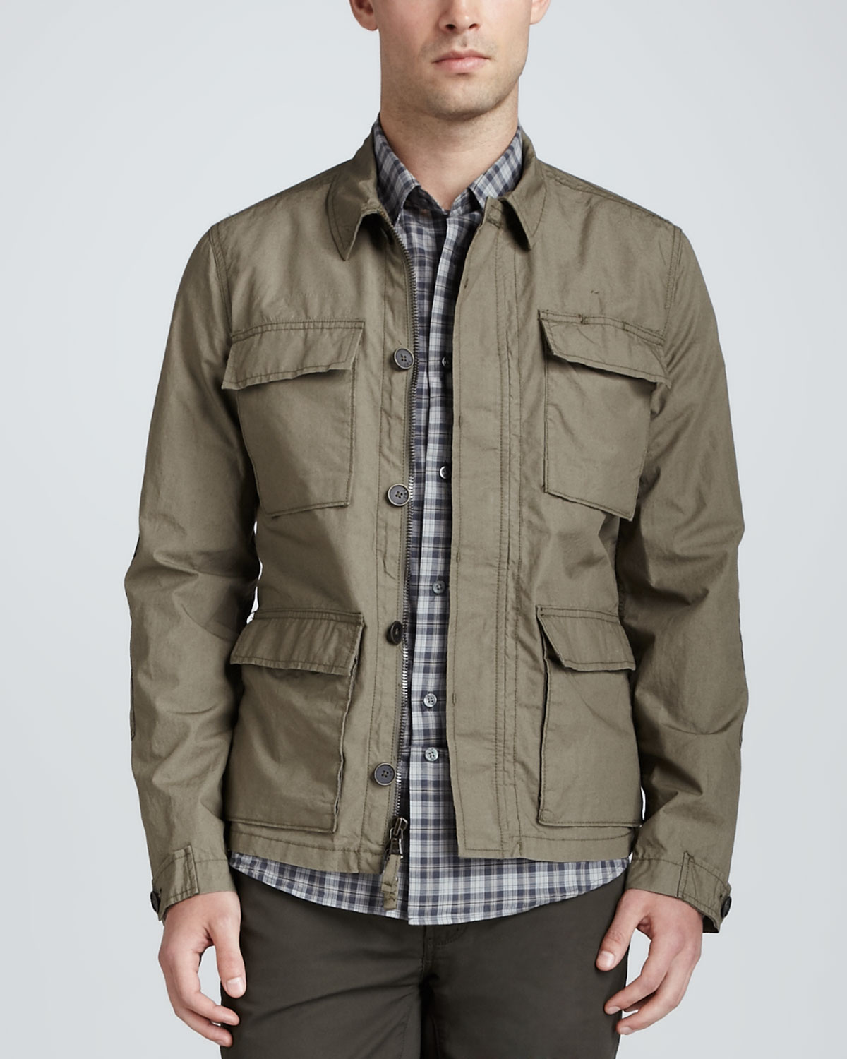 John varvatos Khaki Zipbutton Military Jacket in Natural for Men Lyst