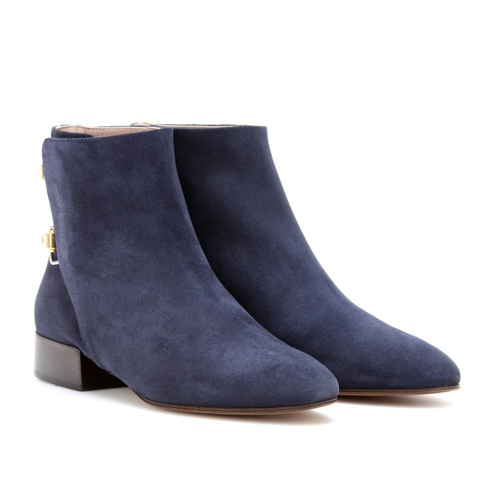 Chloé Suede Ankle Boots in Blue Lyst