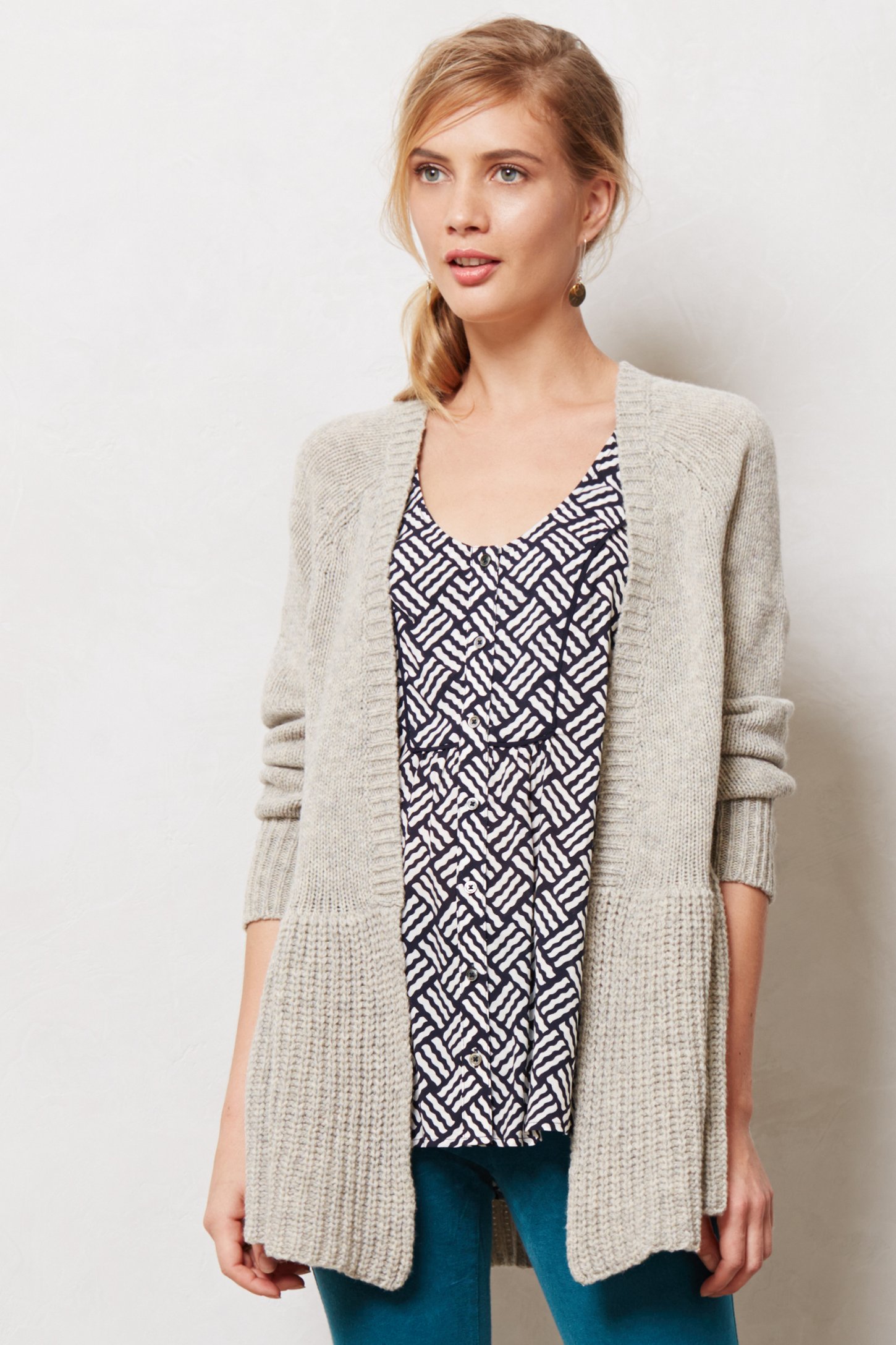 Knitted & knotted Stitchwise Swing Cardigan in Gray Lyst