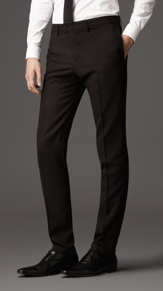 Burberry Slim Fit Wool Military Trousers in Brown for Men (dark brown ...