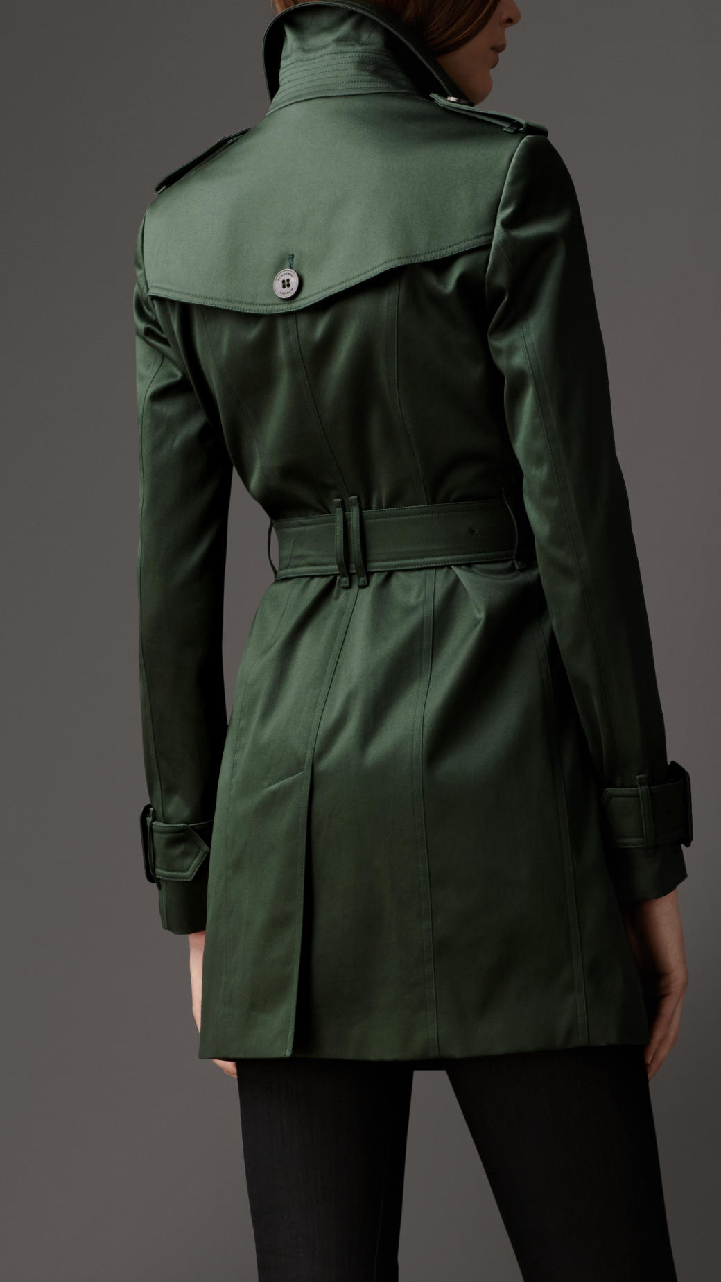 Burberry Mid-length Cotton Sateen Trench Coat in Dark Racing Green ...