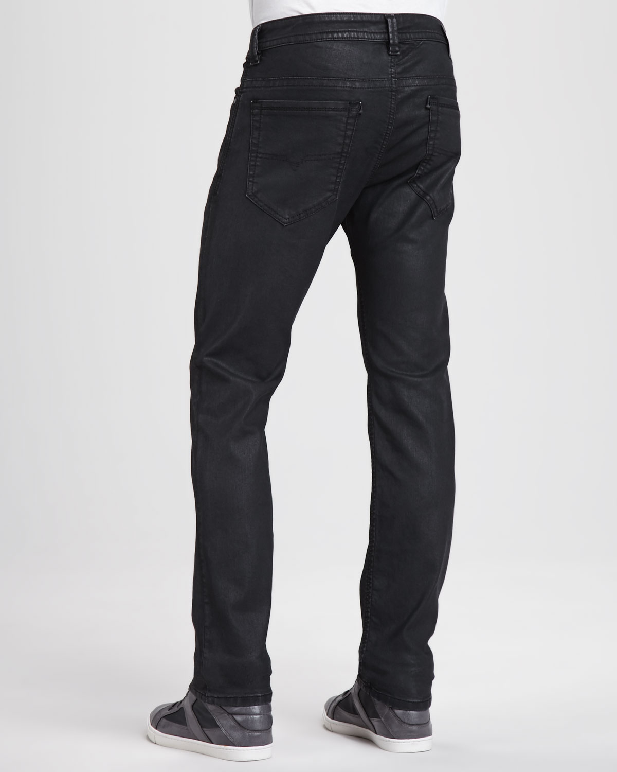 DIESEL Thavar Coated Jeans in Black for Men - Lyst