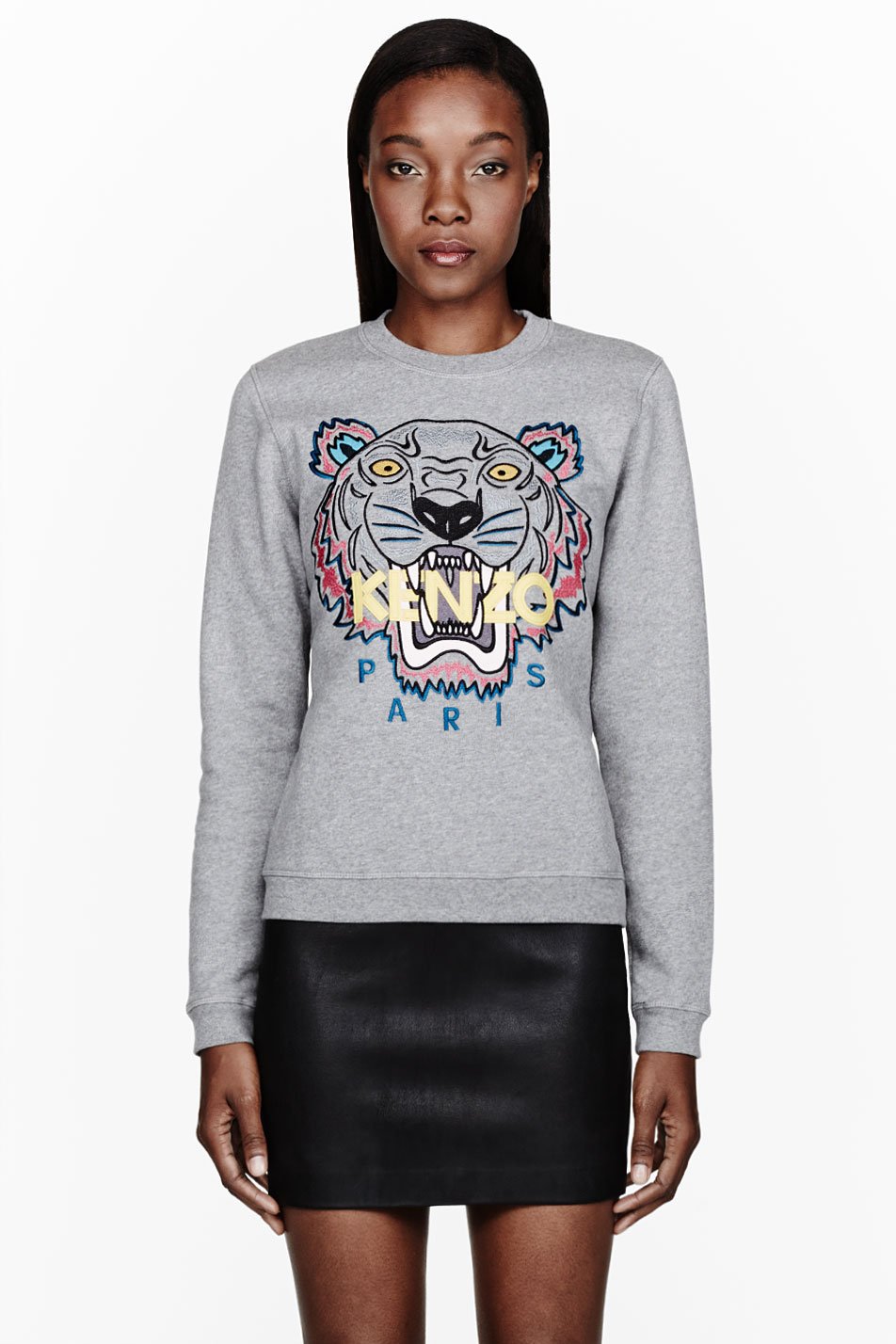 kenzo grey heather grey tiger_embroidered sweatshirt product 1 12244256 375663619
