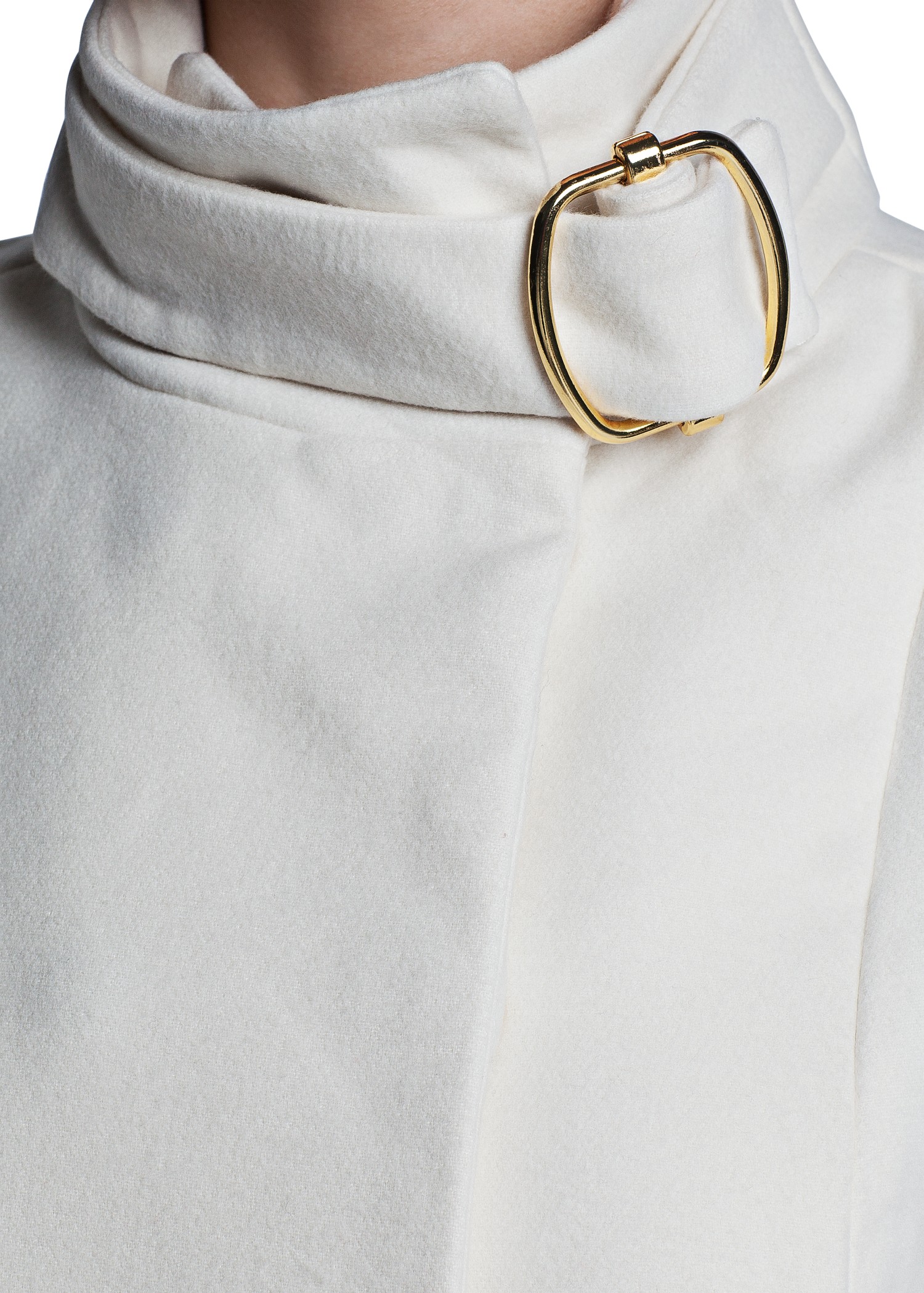 white funnel neck coat