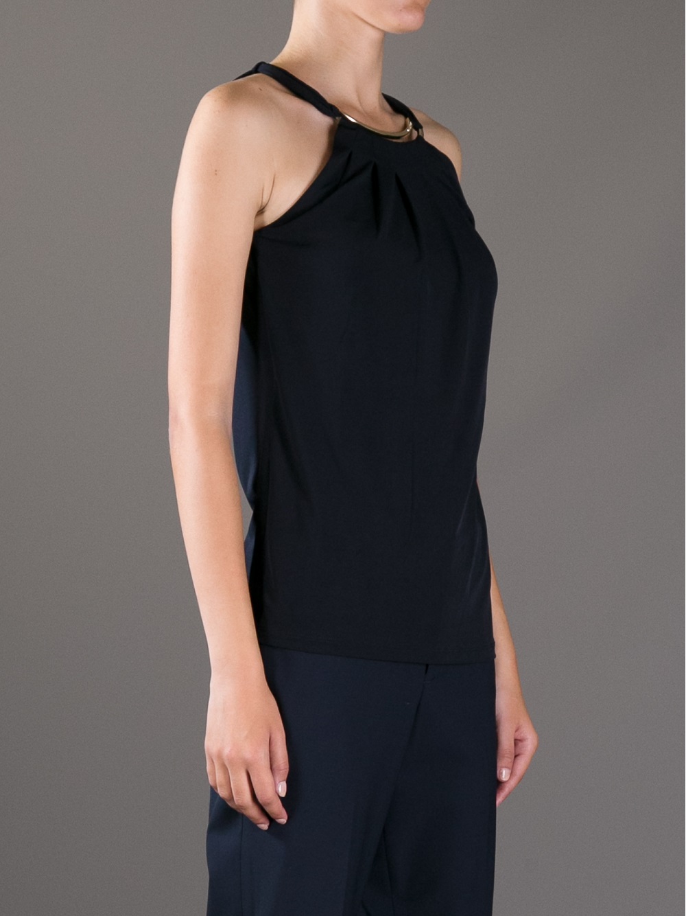 MICHAEL Michael Kors Sleeveless Halter Neck Top in Blue Lyst