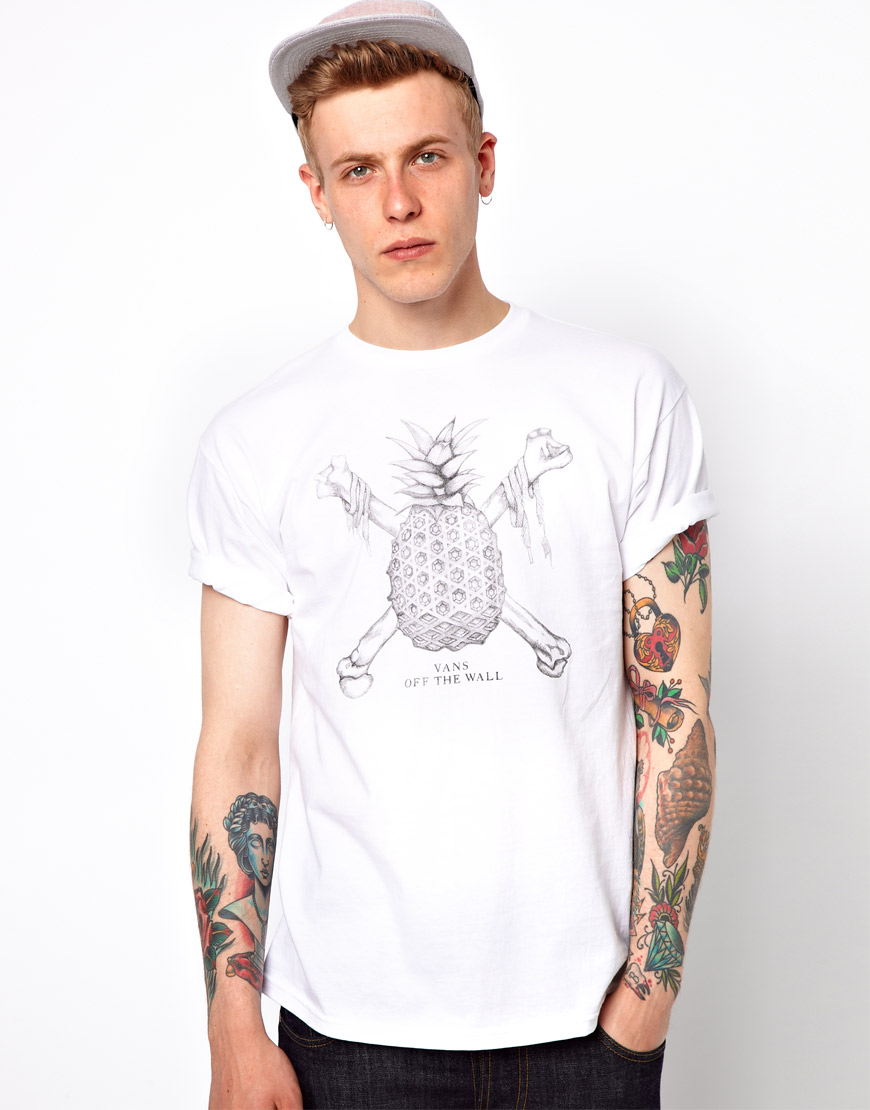 vans t shirt pineapple and bones print