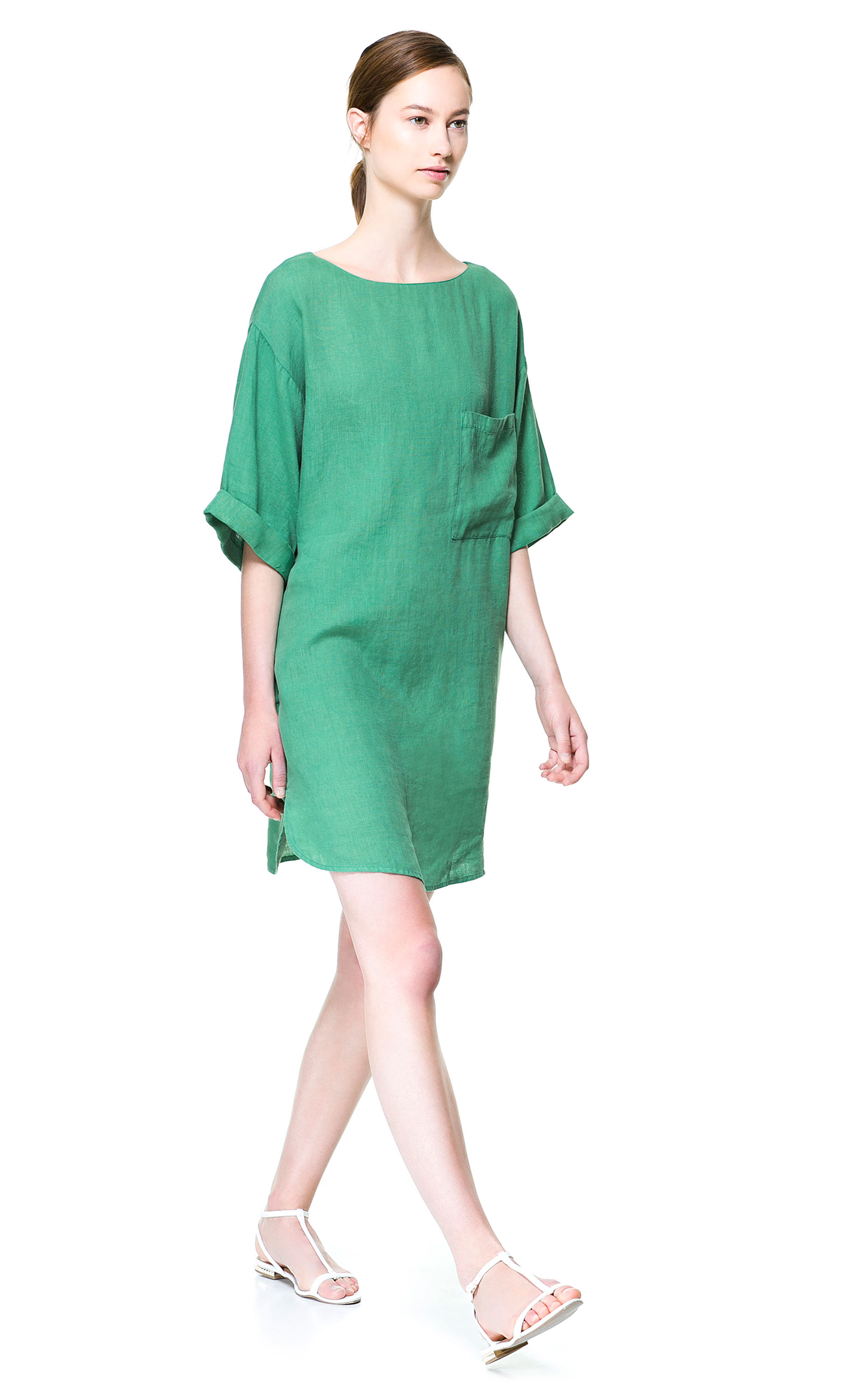green collared dress zara