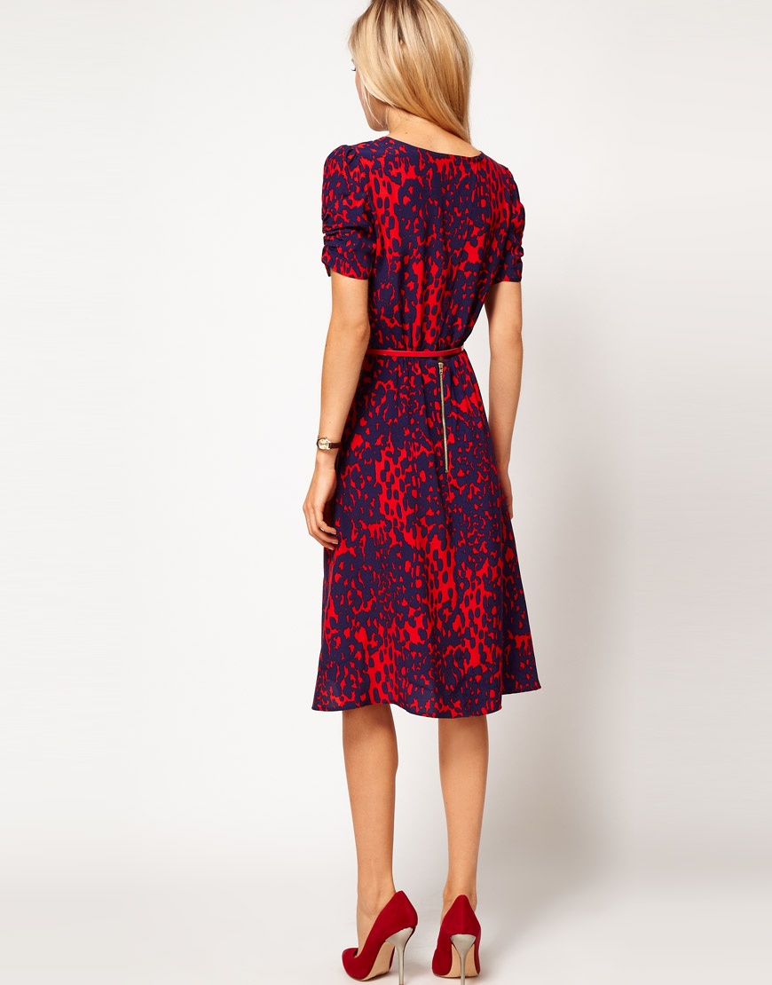 asos red animal print dress