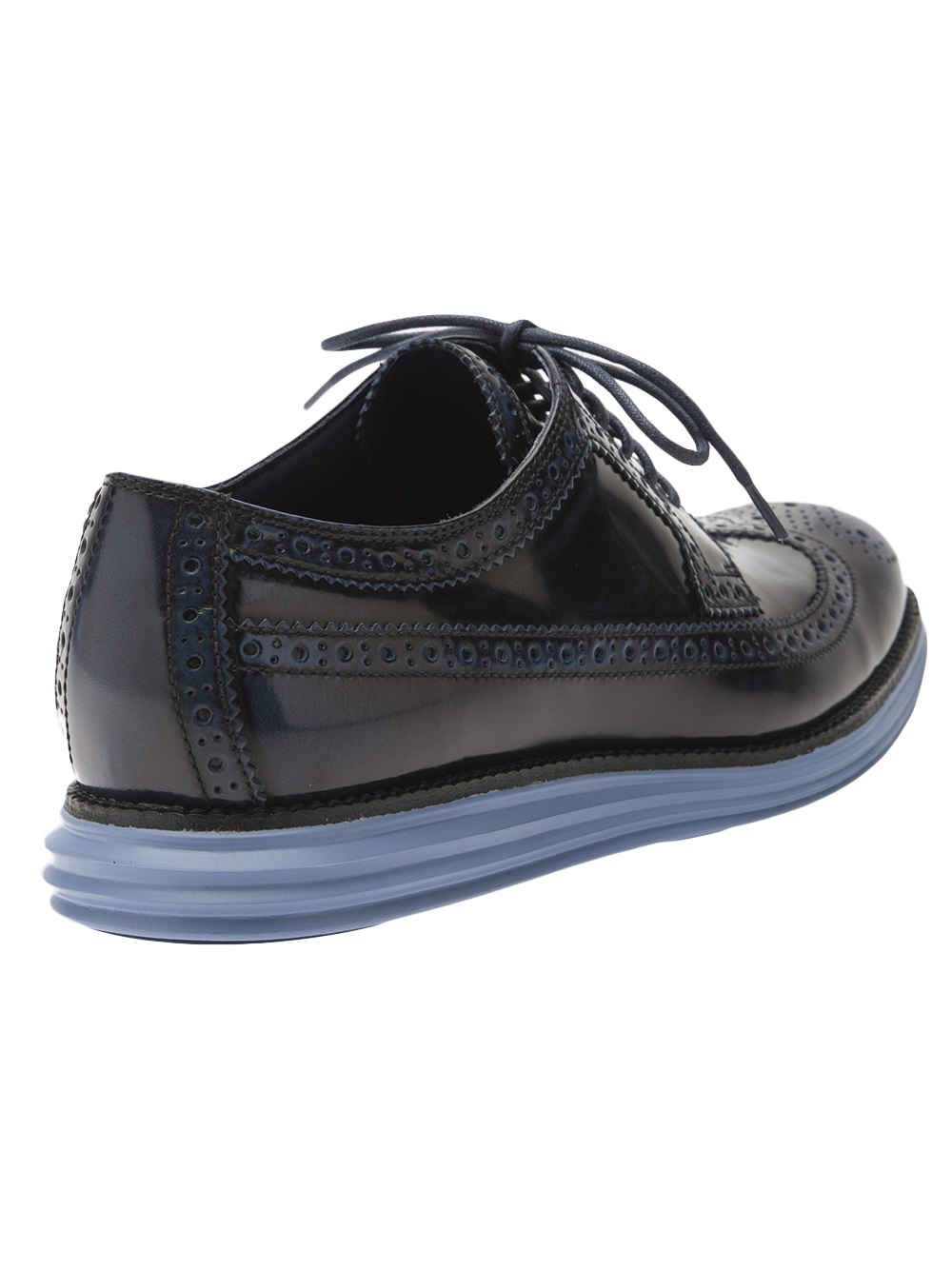 Cole Haan Lunargrand Wingtip Shoes in Blue (Black) for Men