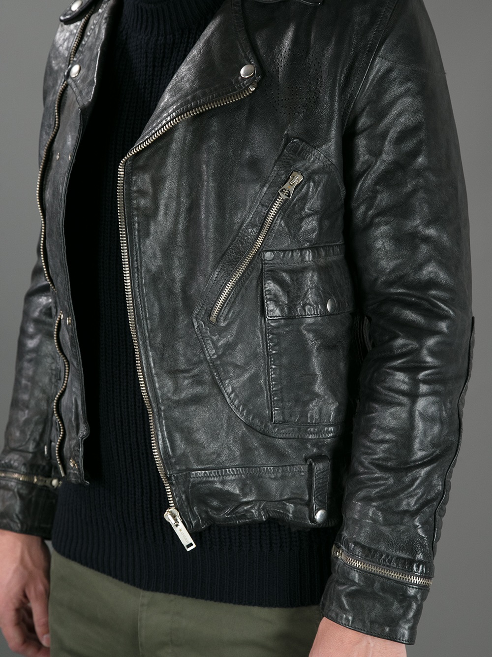 Men S Black Leather Biker Jacket