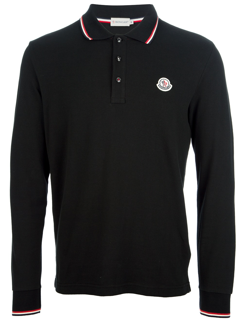 Moncler Long Sleeve Polo Shirt in Black for Men - Lyst