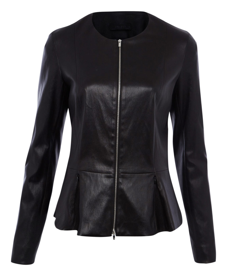 The Row Black Anasta Leather Peplum Jacket in Black | Lyst
