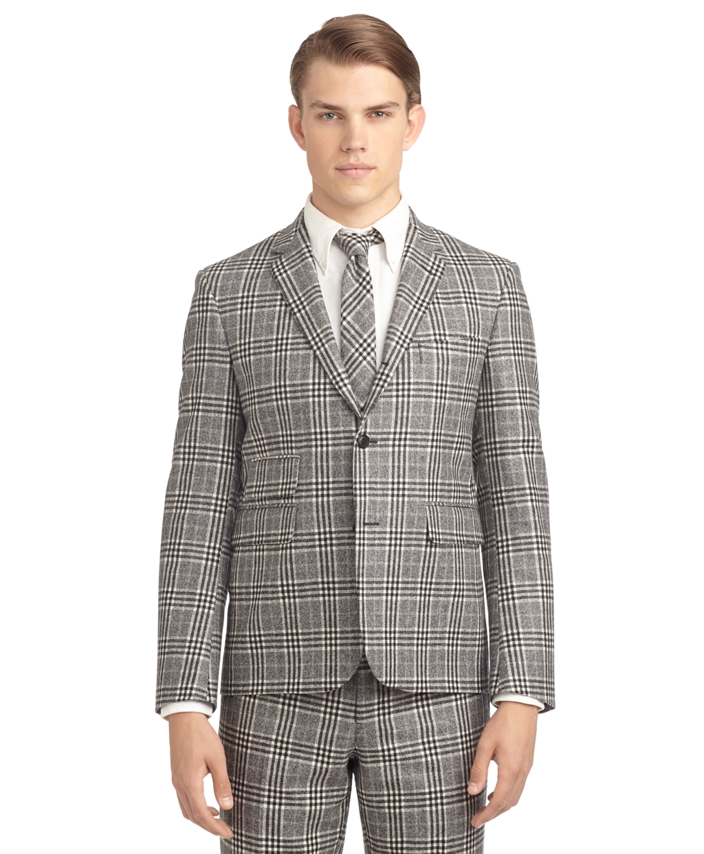 Brooks Brothers Shepherds Check Patch Pocket Jacket in Gray for Men ...