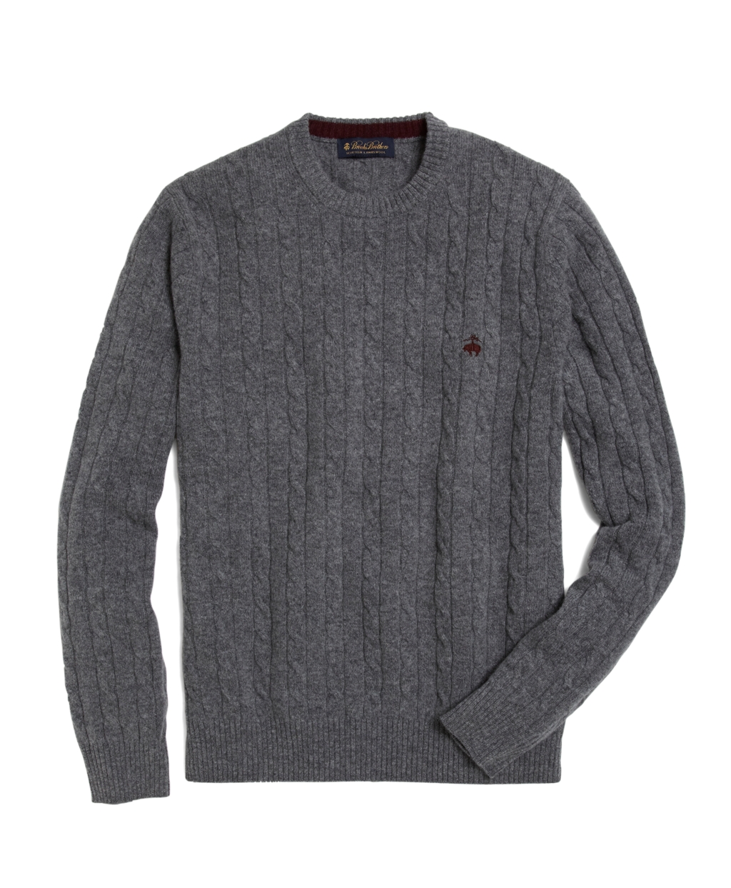 lambswool cable crewneck sweater