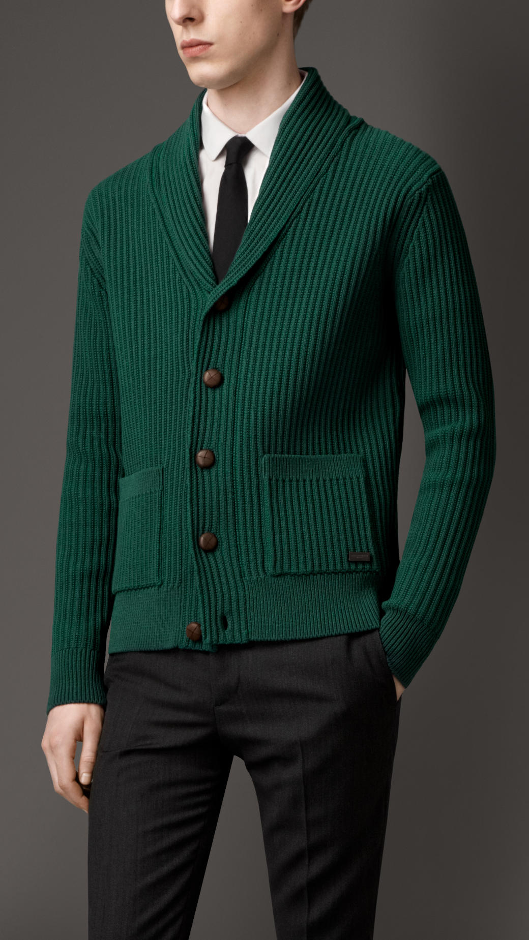 Burberry Knitted Cotton Blend Cardigan Jacket in Green for Men | Lyst