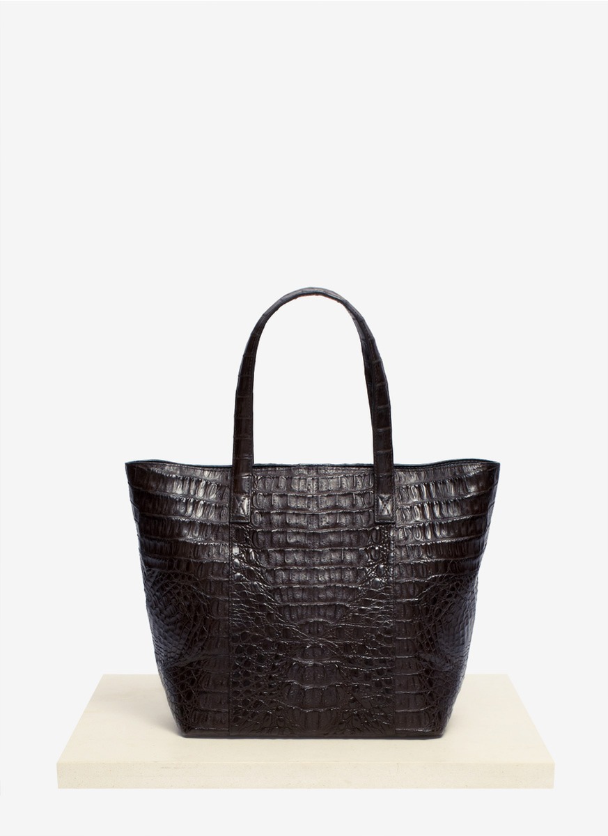 Celestina Perez Small Crocodile Leather Tote Bag In Black Lyst Celestina Black Perez Small Crocodile Leather Tote Bag Lyst