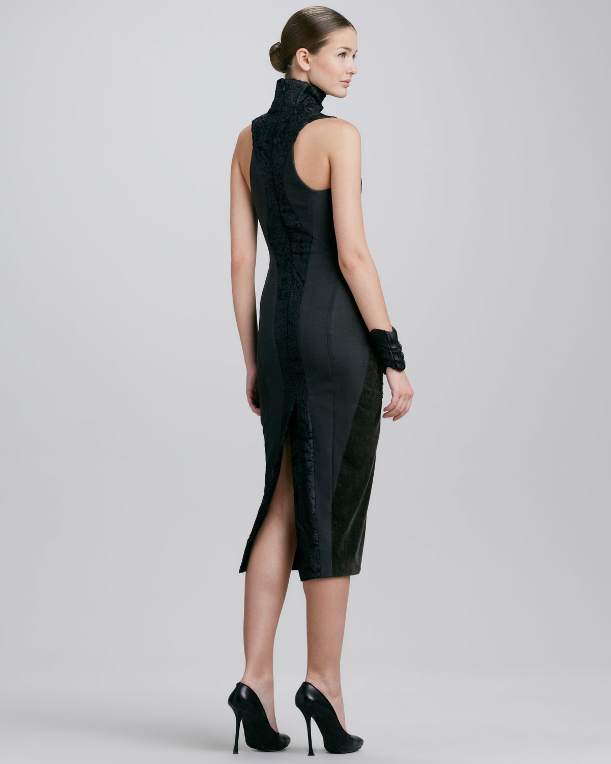 Donna karan Sleeveless Turtleneck Collage Dress Black in Black | Lyst