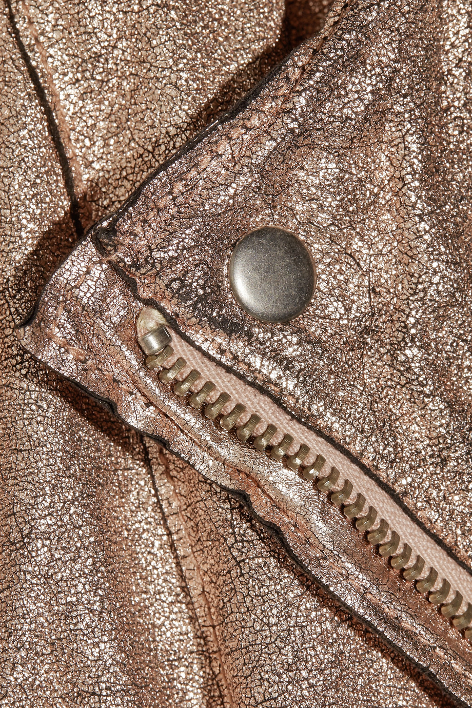 Muubaa Monteria Metallic Leather Biker Jacket In Rose Gold