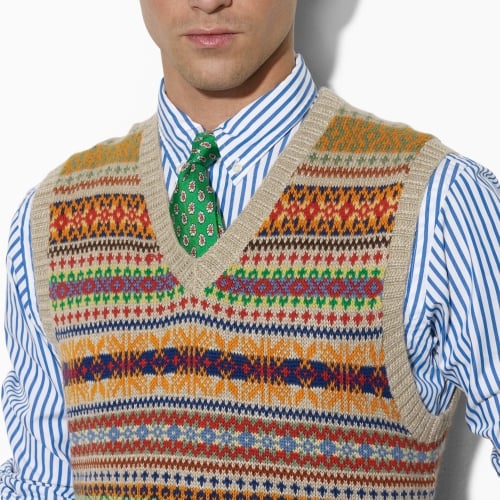 Polo Ralph Lauren Fair Isle Sweater Vest in Brown for Men | Lyst