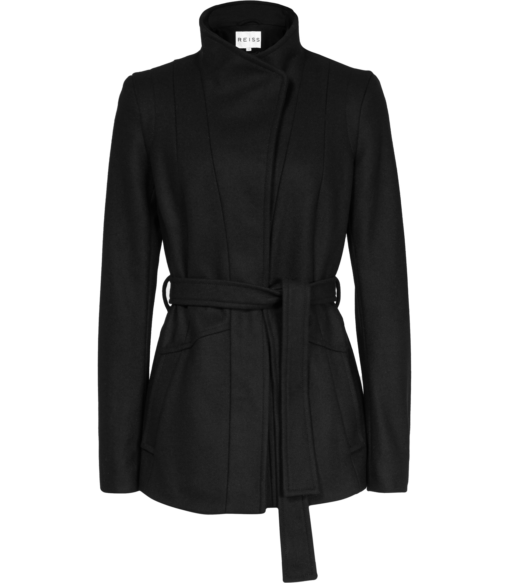 Reiss Chianti Pleat Back Belted Jacket in Black | Lyst