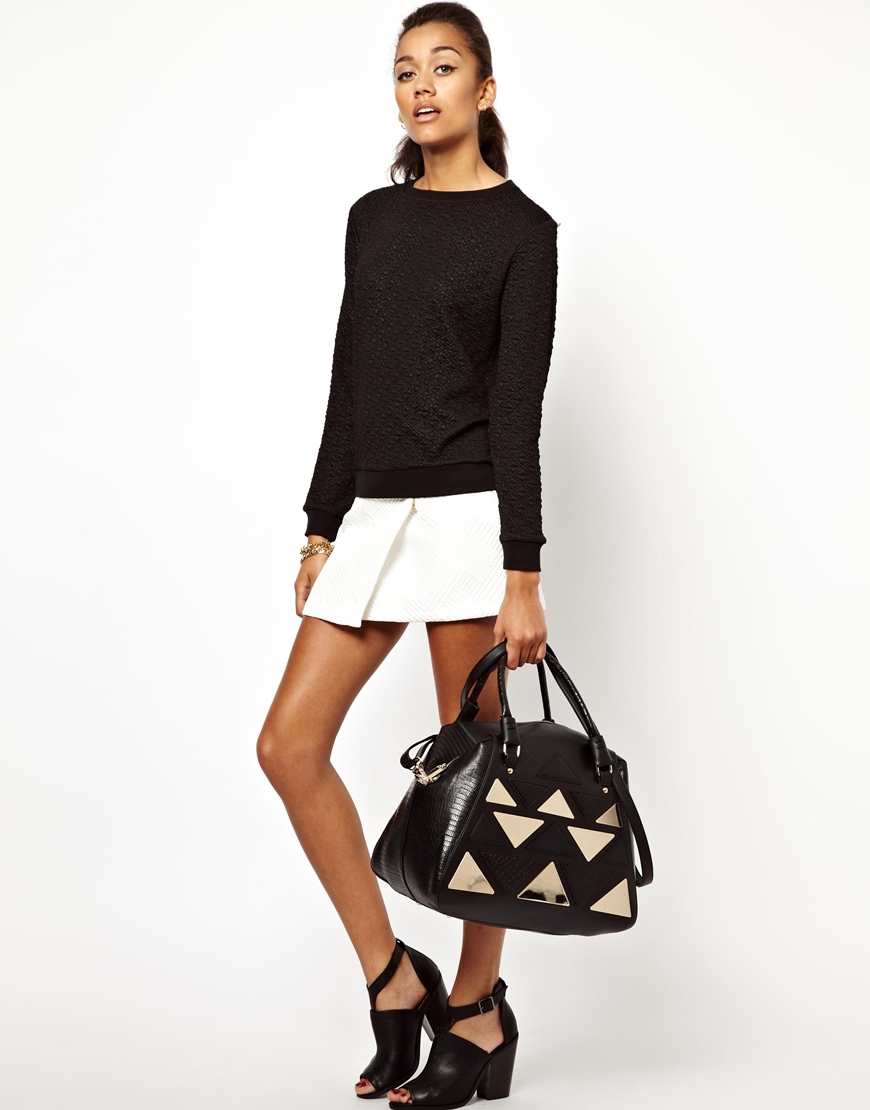 River island Oversized Triangle Detail Shoulder Bag in Black Lyst